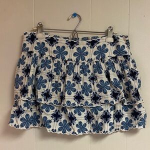 NWOT Agua Bendita x Targets Scalloped Tiered Blue and White Mini Skirt
